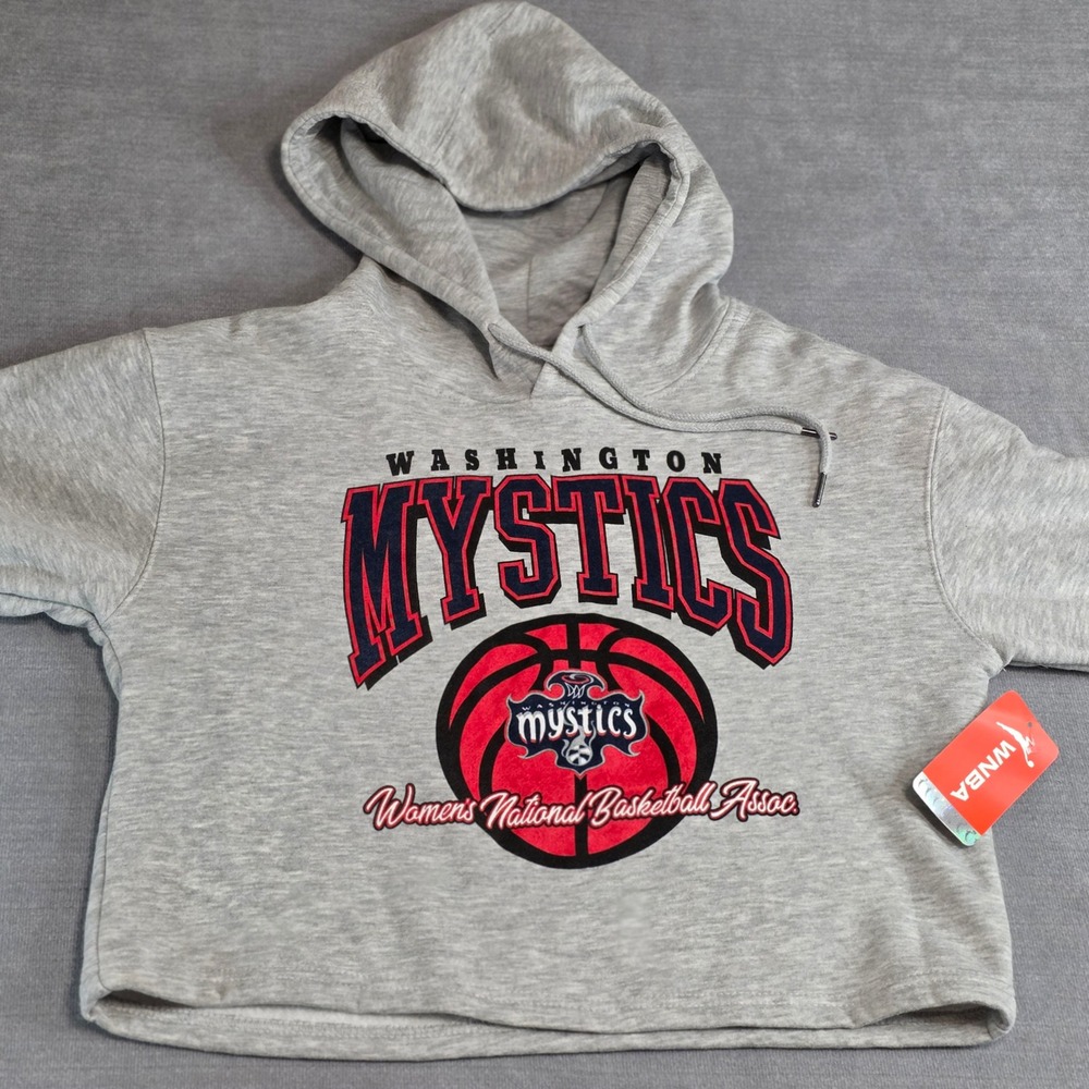WNBA Washington Mystics Hoodie Women Medium Grey Cropped Basketball Fan Gear